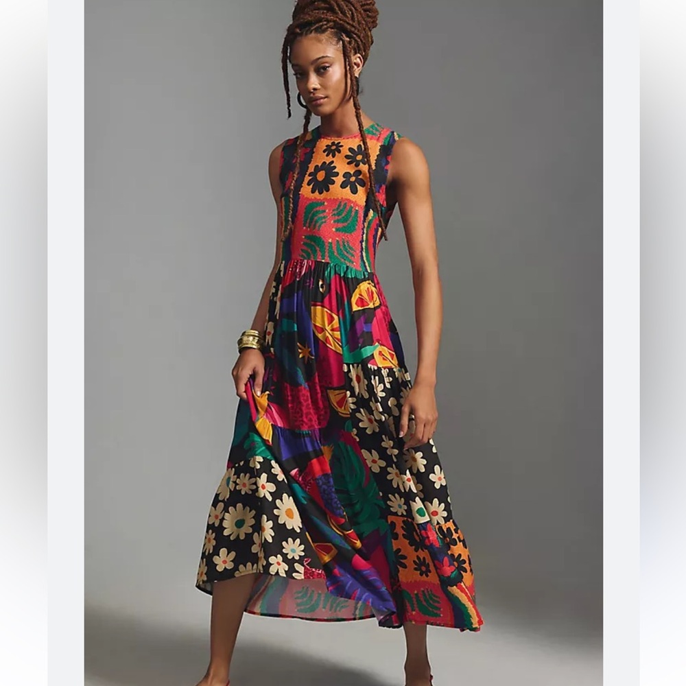 FARM Rio Sleeveless Patchwork Print Dress